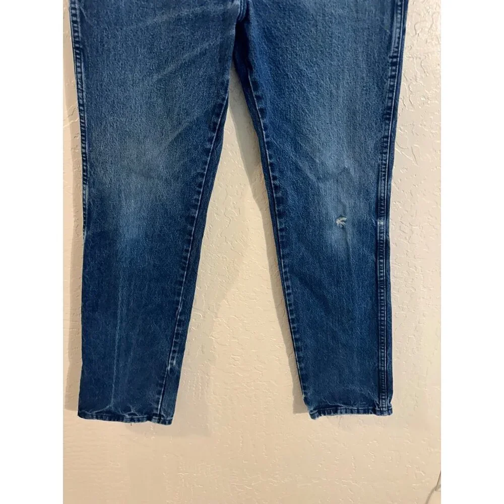 Y Wrangler Dark Wash Distressed Style Straight Leg Jeans